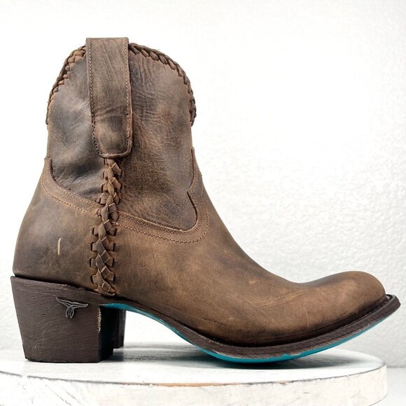 Lane PLAIN JANE Womens Womens 9.5 Brown Cowboy Ankle Boots Short Cowgirl Bootie - Picture 2 of 10